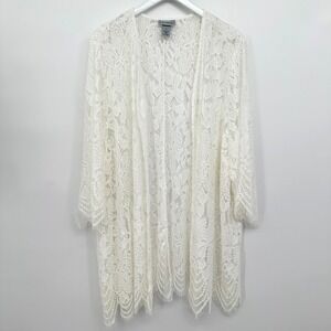 Catherines Lace Cardigan Sweater Plus Size 4X Sheer Boho Cottagecore Minimalist